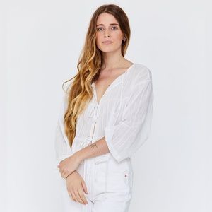 esby kiko tie back reversible top in white size M EUC